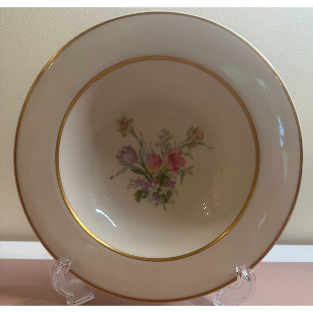 Lamberton Scammell China Ivory Tulip Time Soup Bowls 8 3/8"